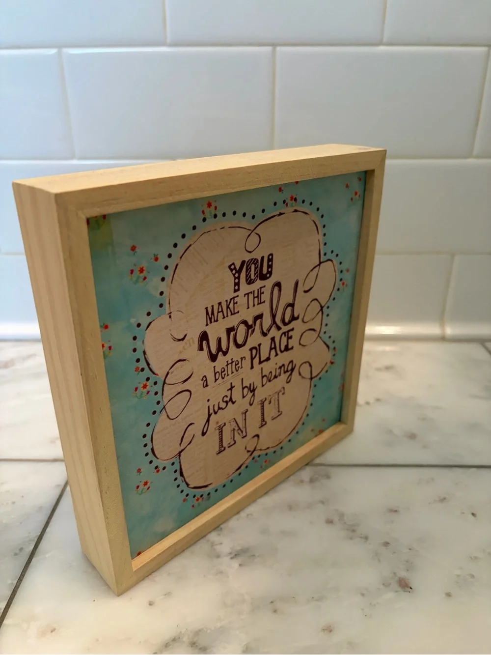 Motivational Framed Wall Art - Aqua and Cream